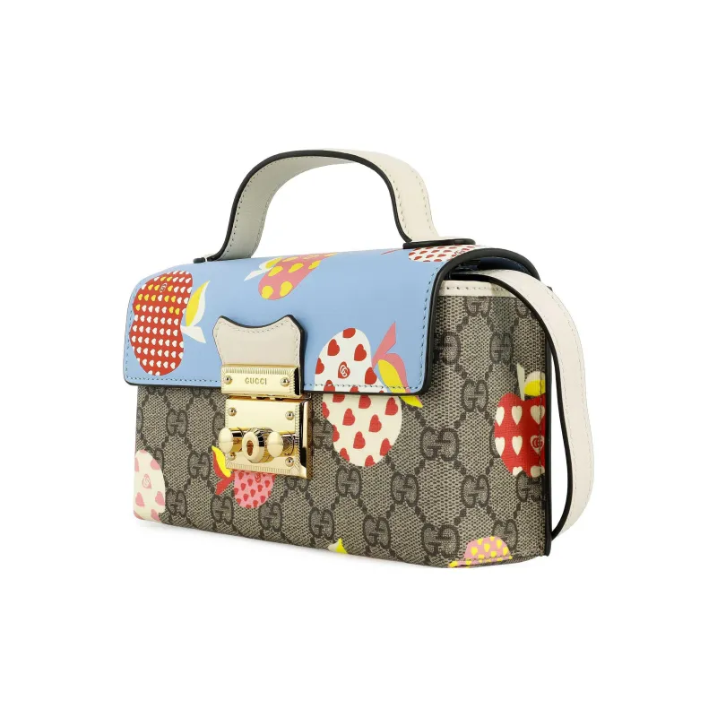 GUCCI Padlock Canvas With Leather Box Bag Handbag Shoulder Bag Crossbody Bag Mini Women's Ebony/Blue-2