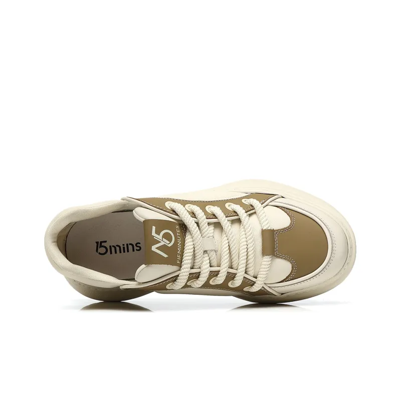 15 MINS Cushioning Wear Resistant Low Top Chunky Sneakers Men's Ecru Khaki-4