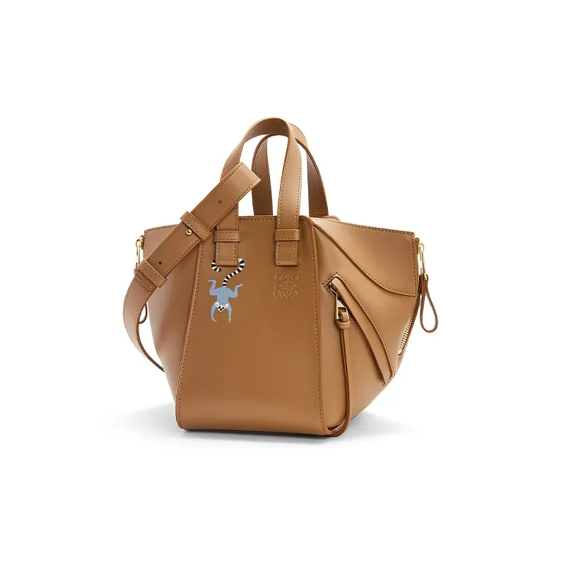 LOEWE Suna Fujita Collaboration Hammock Satin Cow Leather Shoulder Bag Crossbody Bag Handbag Women's Oak Brown-1