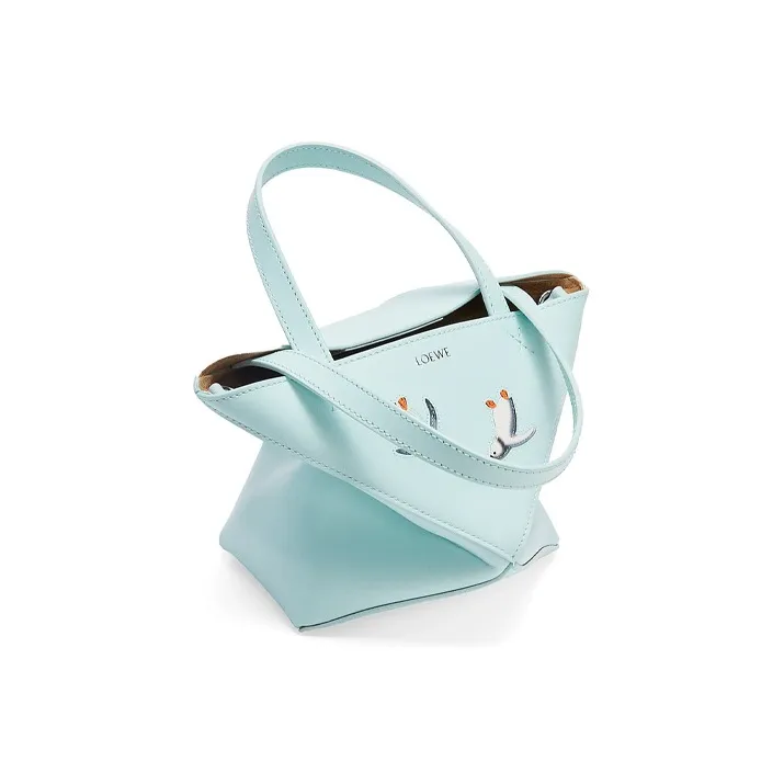 LOEWE Suna Fujita Collaboration Shiny Cow Leather Handbag Mini Women's Iceberg Blue-2