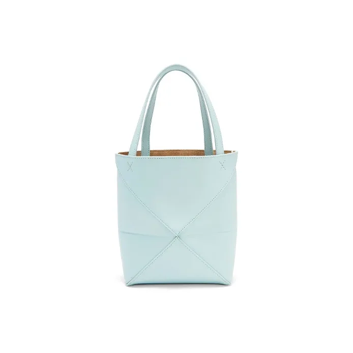 LOEWE Suna Fujita Collaboration Shiny Cow Leather Handbag Mini Women's Iceberg Blue-4