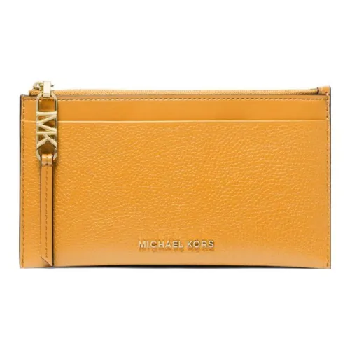 MICHAEL KORS Litchi Grain Leather Wallets Card Holders Large Size Women's Gold