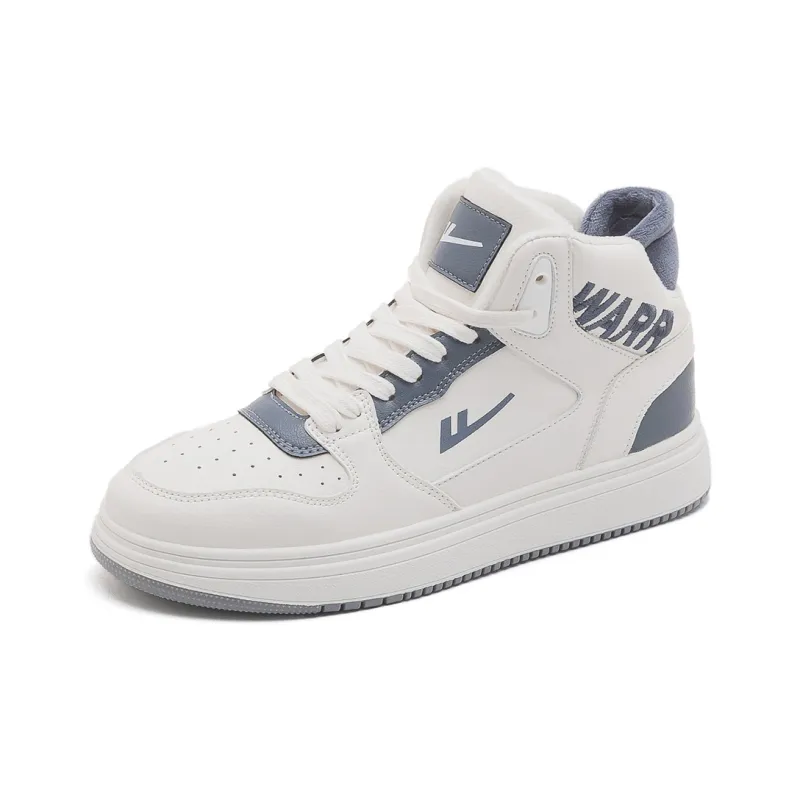 Warrior Wear-resistant Lightweight Breathable And Non-slip. High-Top Skateboard Shoes Men's Beige Blue-1