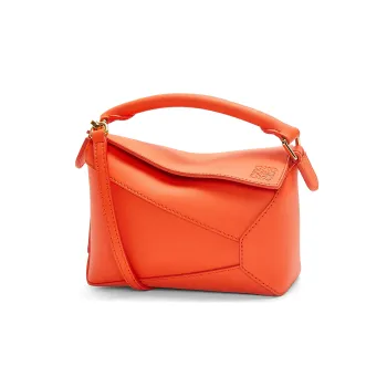 LOEWE Puzzle Cow Leather Shoulder Bag Crossbody Bag Handbag Mini Women's Vibrant Orange