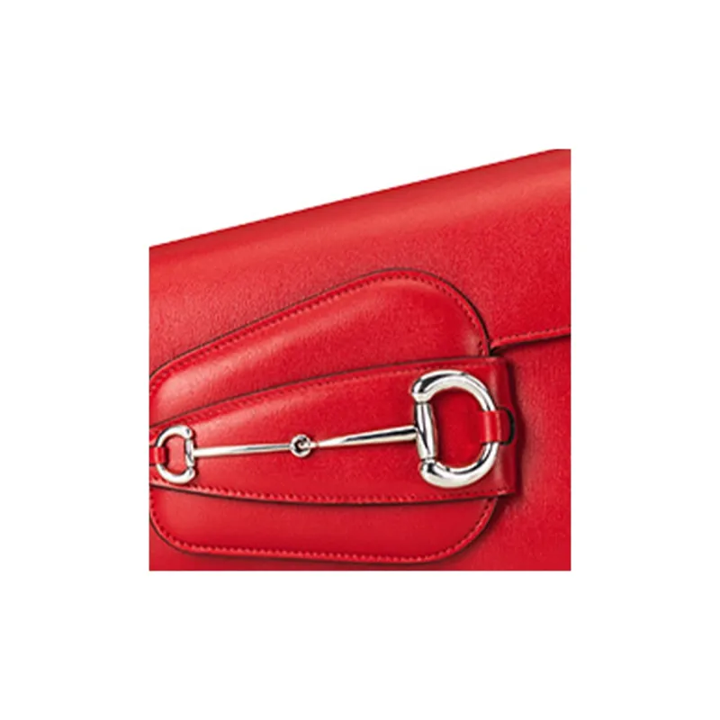GUCCI Horsebit 1955 Leather Handbag Shoulder Bag Small Size Women's Red-7