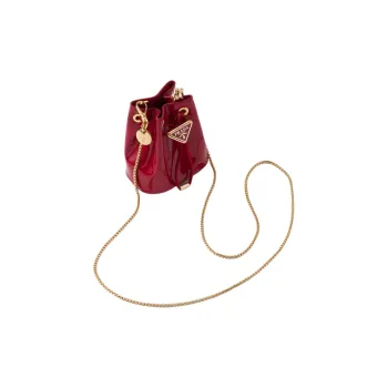 PRADA Patent Leather One Shoulder Crossbody Clutch Mini Women's Cherry Red