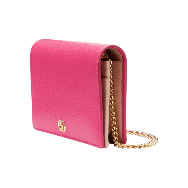 GUCCI GG Marmont Leather Shoulder Bag Crossbody Bag Wallet Mini Women's Fuchsia-1