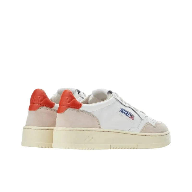 AUTRY Medalist Leather Low 'Suede White Orange'-2