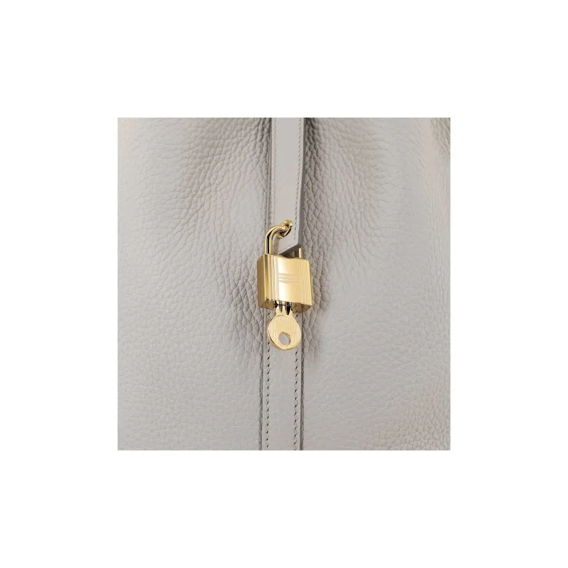HERMES Picotin Lock Clemence Bullock Leather Bucket Bag Handbag 22 Women's Concrete Gray-7