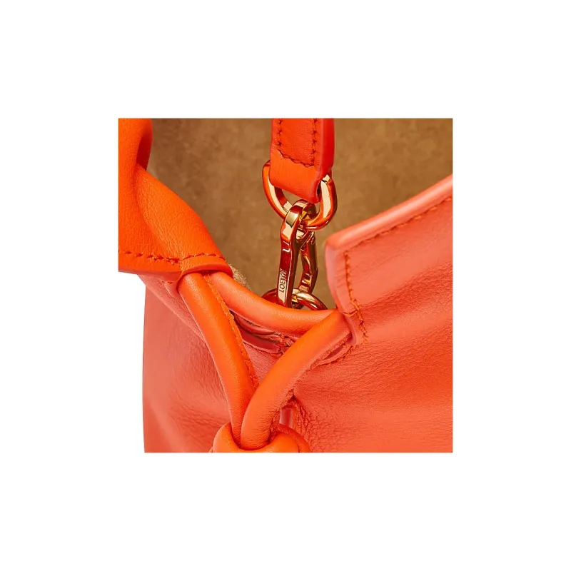 LOEWE Flamenco Nappa Cow Leather Clutch Mini Women's Vivid Orange-7