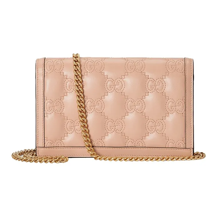 GUCCI Leather Small Square Bag Shoulder Bag Crossbody Bag Wallet Regular Women's Rose Beige-3