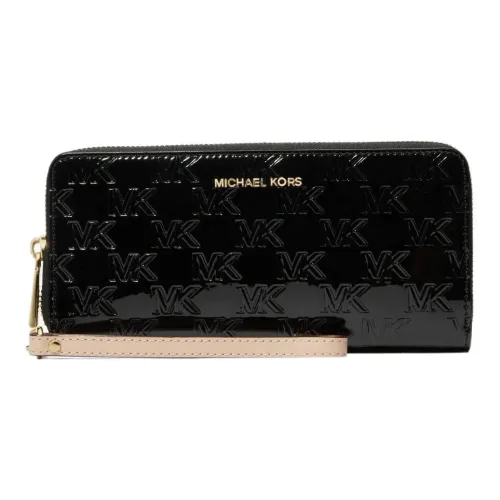 MICHAEL KORS Patent Leather Wrist Bag Clutch Wallet Large Size Women's Black