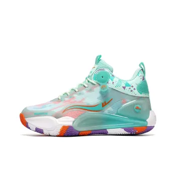 Warrior Mid Top Vintage Basketball Shoes Unisex Green Orange
