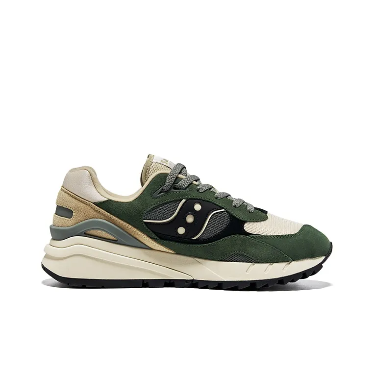 Saucony Shadow 6000 Slip Resistant Height Increasing Low Top Running Shoes Unisex Green Beige Black-1