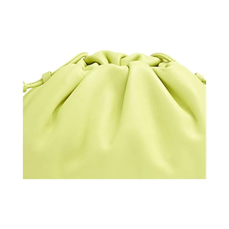Bottega Veneta Calfskin Cloud Bag, One Shoulder Crossbody Clutch Mini Women's Seaweed Yellow-3