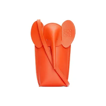 LOEWE Cow Leather Cell Phone Pouch Shoulder Bag Crossbody Bag Regular Women's Vibrant Orange