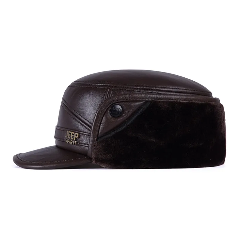 JEEP SPIRIT Top Grain Cow Leather Baseball Caps Men's-1