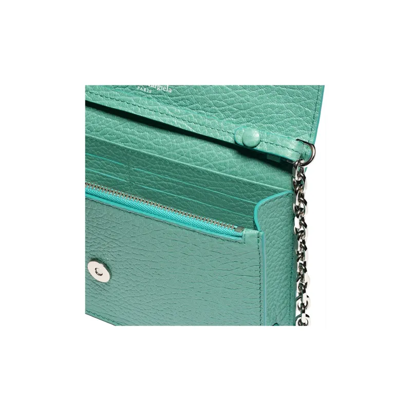 Maison Margiela Grain Cow Leather Crossbody One Shoulder Wallet Regular Women's Aqua Green-3