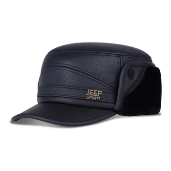 JEEP SPIRIT Top Grain Cow Leather Baseball Caps Men's