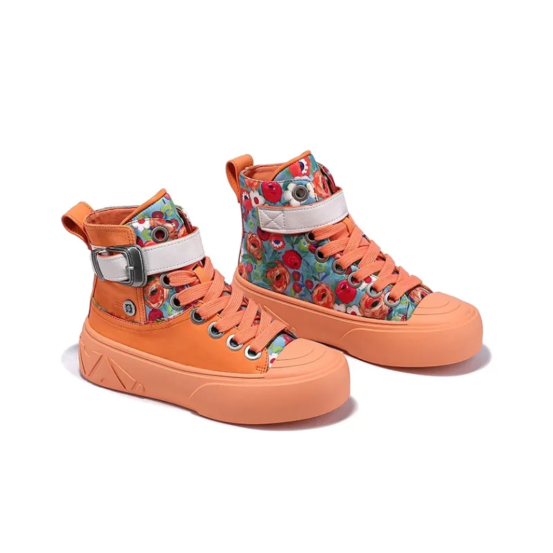 BELLALILY Height Increasing Lightweight Slip-Resistant High-Top Skateboard Shoes 5cm Women's-8