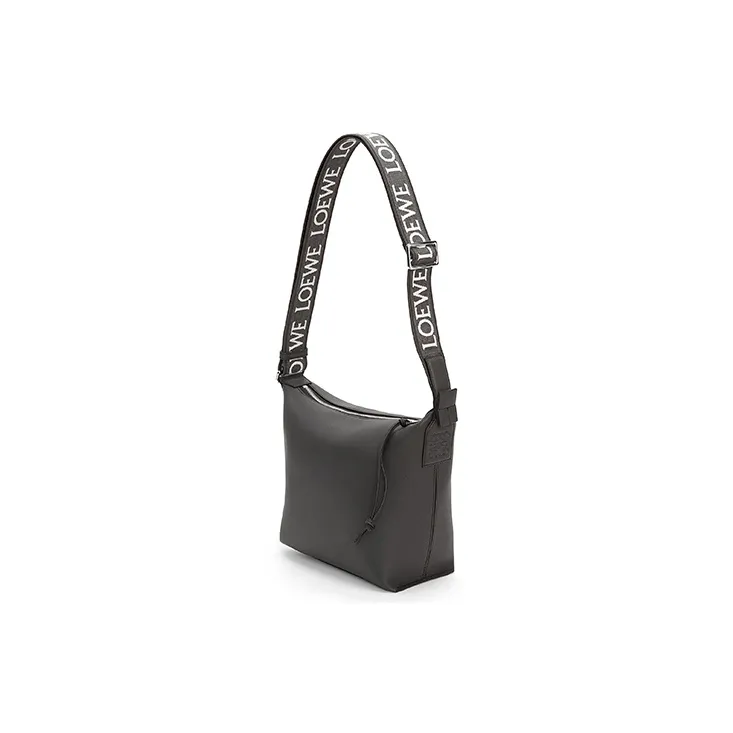 LOEWE Cubi Soft Smooth Cow Leather With Jacquard Fabric Shoulder Bag, Crossbody Bag Trumpets Men's Dark Gray-2