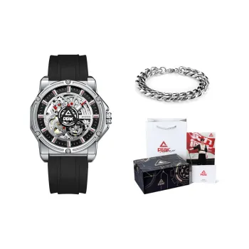 PEAK Challenger Collection Mechanical Movement Silicone Strap Watch Men's Watches Cut-Out Dial