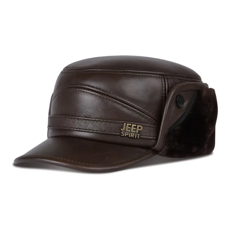 JEEP SPIRIT Top Grain Cow Leather Baseball Caps Men's-0