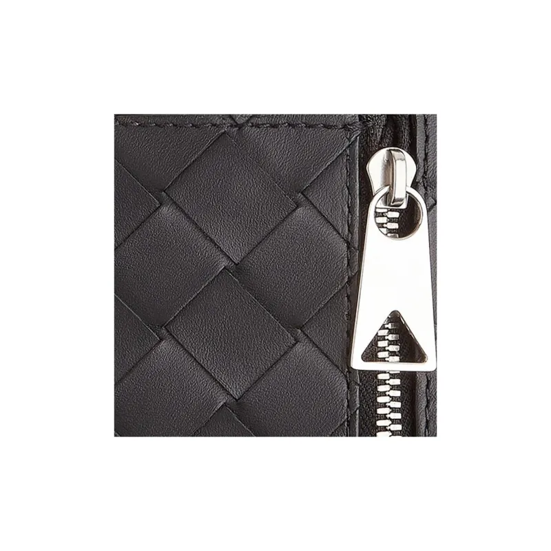 Bottega Veneta Cow Leather Coin Purses Card Holders Men's Black-3