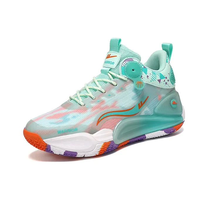 Warrior Mid Top Vintage Basketball Shoes Unisex Green Orange-1