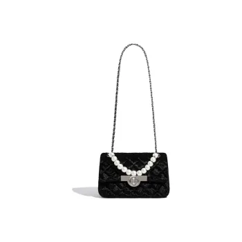 Miss Kung Fabric Chain Bag With Pearl Crossbody Bag Shoulder Bag Regular Women's Black