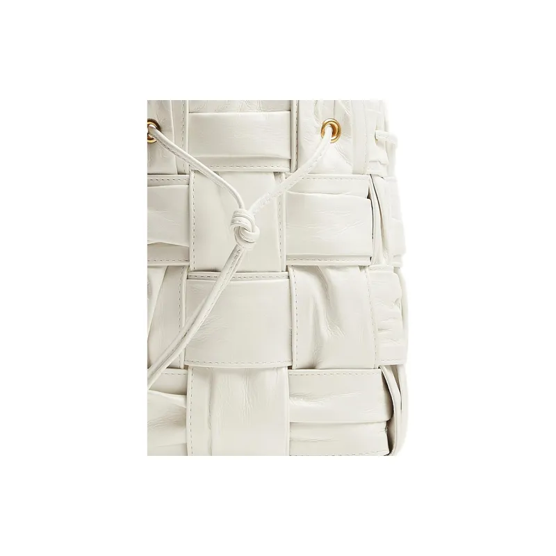 Bottega Veneta CASSETTE Sheepskin Bucket Bag, Crossbody Bag, Shoulder Bag Trumpets Women's White-4
