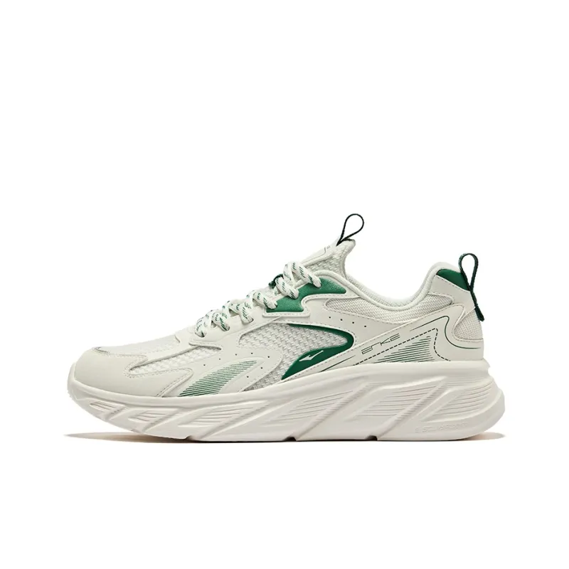 Erke Cushioning Wear Resistant Low Top Running Shoes Men's Microcrystal White Turquoise Cluster-0