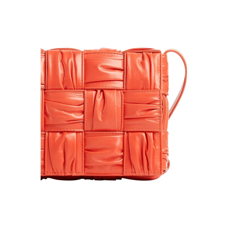 Bottega Veneta Plisse Intreccio Cassette Crossbody Bag Sunburst-4