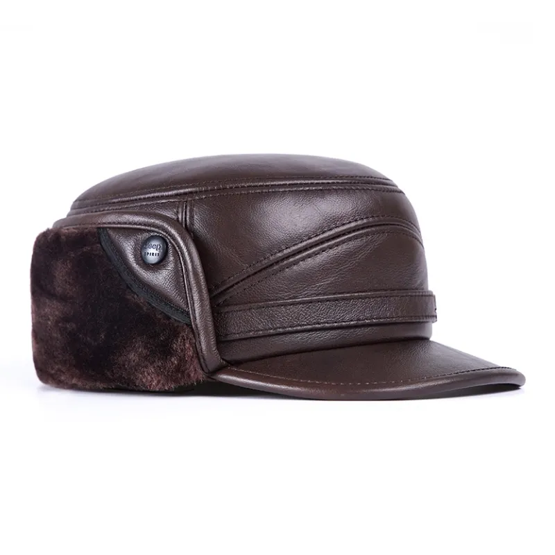 JEEP SPIRIT Top Grain Cow Leather Baseball Caps Men's-4
