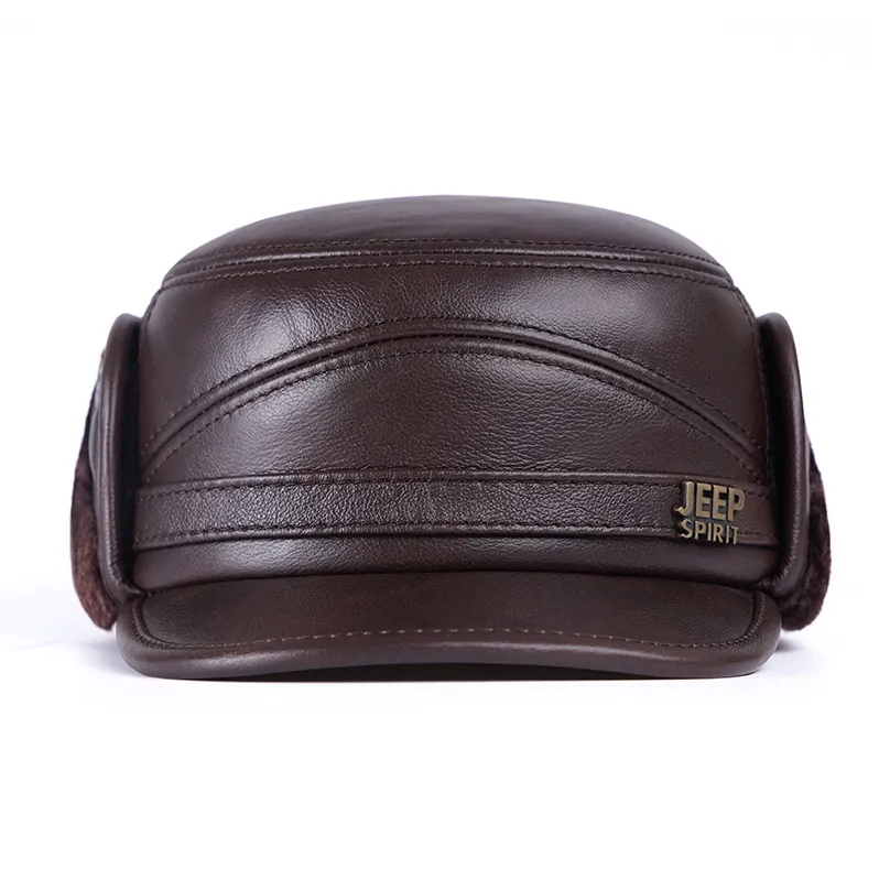 JEEP SPIRIT Top Grain Cow Leather Baseball Caps Men's-2