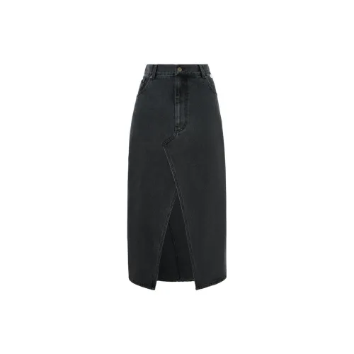 KIMHEKIM Denim Long Skirts Women's Black