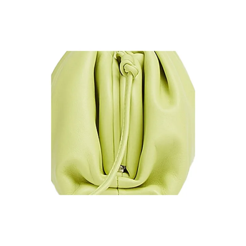 Bottega Veneta Calfskin Cloud Bag, One Shoulder Crossbody Clutch Mini Women's Seaweed Yellow-4