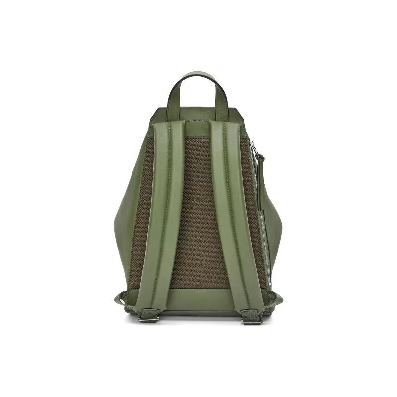 LOEWE Cow Leather With Fabric Backpack Trumpets Men's Forest Green-3
