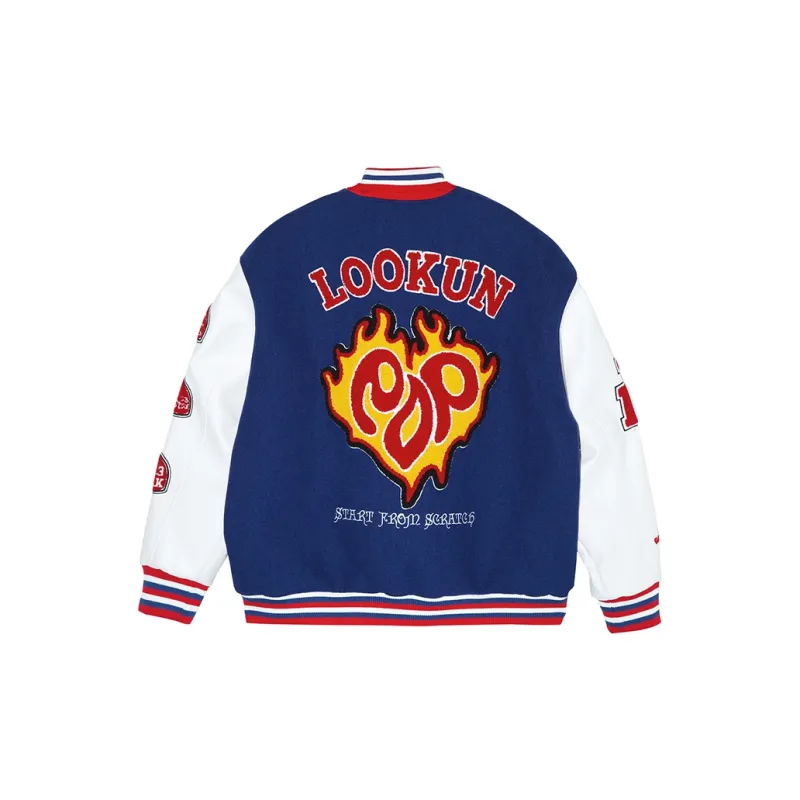LOOKUN Baseball Jacket Unisex Blue-1