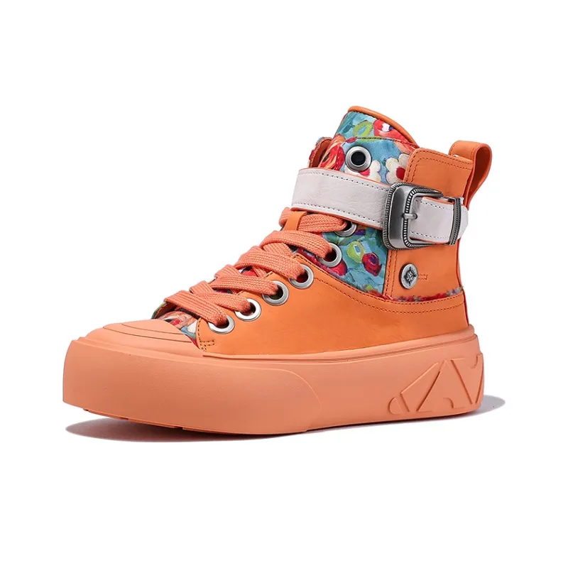 BELLALILY Height Increasing Lightweight Slip-Resistant High-Top Skateboard Shoes 5cm Women's-6