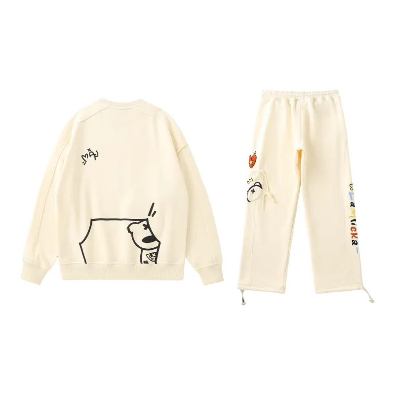 LAMLICKA Sweatshirt Set Unisex Apricot-1