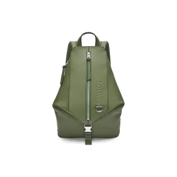 LOEWE Cow Leather With Fabric Backpack Trumpets Men's Forest Green