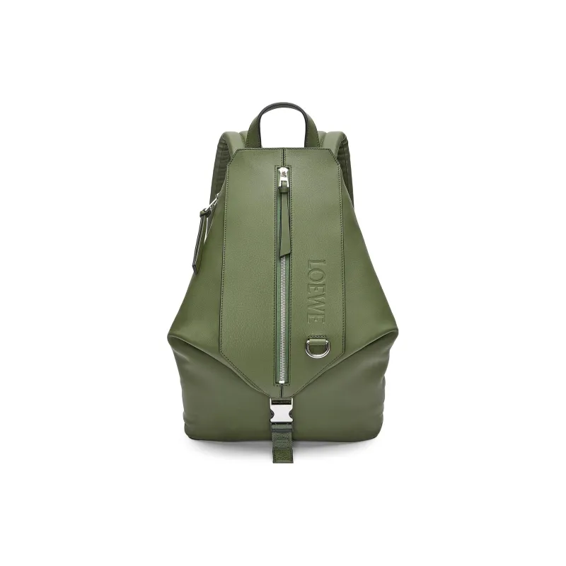 LOEWE Cow Leather With Fabric Backpack Trumpets Men's Forest Green-0