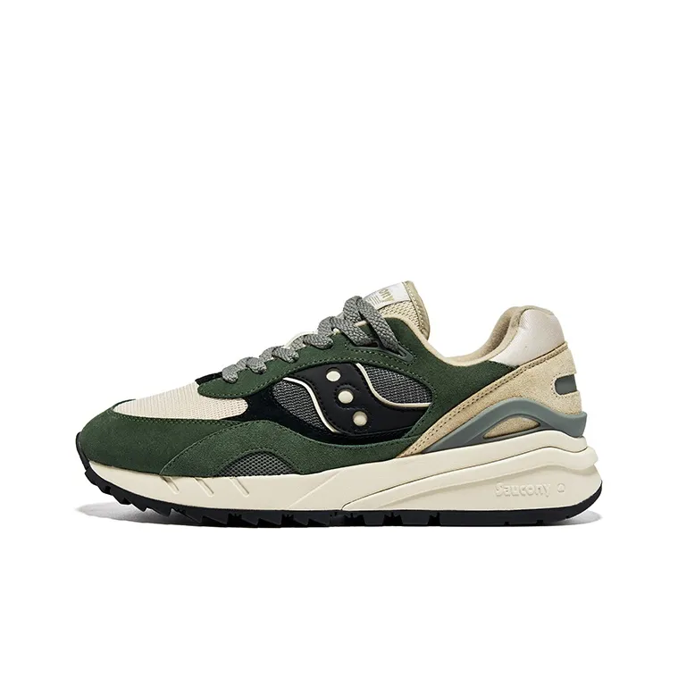 Saucony Shadow 6000 Slip Resistant Height Increasing Low Top Running Shoes Unisex Green Beige Black-0