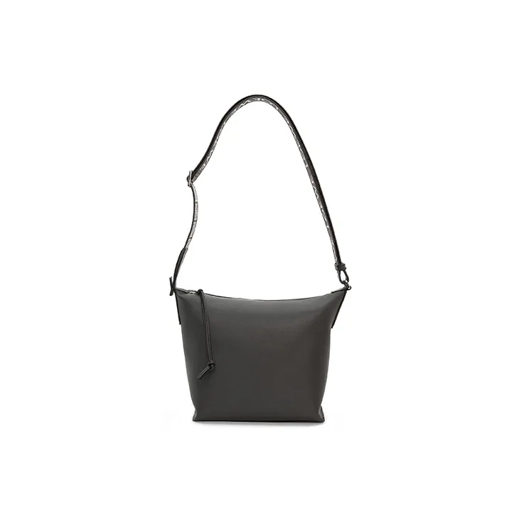 LOEWE Cubi Soft Smooth Cow Leather With Jacquard Fabric Shoulder Bag, Crossbody Bag Trumpets Men's Dark Gray-0
