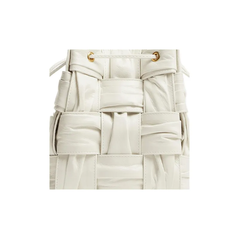 Bottega Veneta CASSETTE Sheepskin Bucket Bag, Crossbody Bag, Shoulder Bag Trumpets Women's White-3