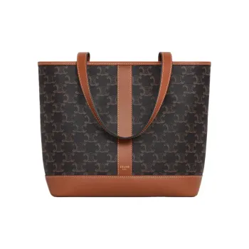 CELINE Cabas Cow Leather Tote Bag Shopping Bag Handbag Small Size Women's Tawny