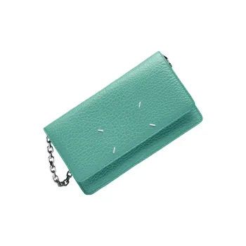 Maison Margiela Grain Cow Leather Crossbody One Shoulder Wallet Regular Women's Aqua Green