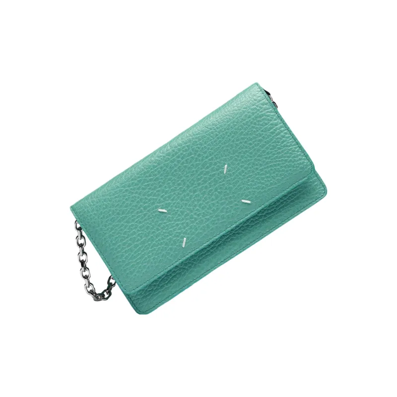 Maison Margiela Grain Cow Leather Crossbody One Shoulder Wallet Regular Women's Aqua Green-0
