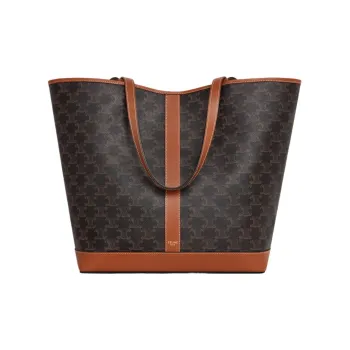 CELINE Cabas Cow Leather Tote Bag, Shopping Bag, Handbag Medium Size Women's Tawny